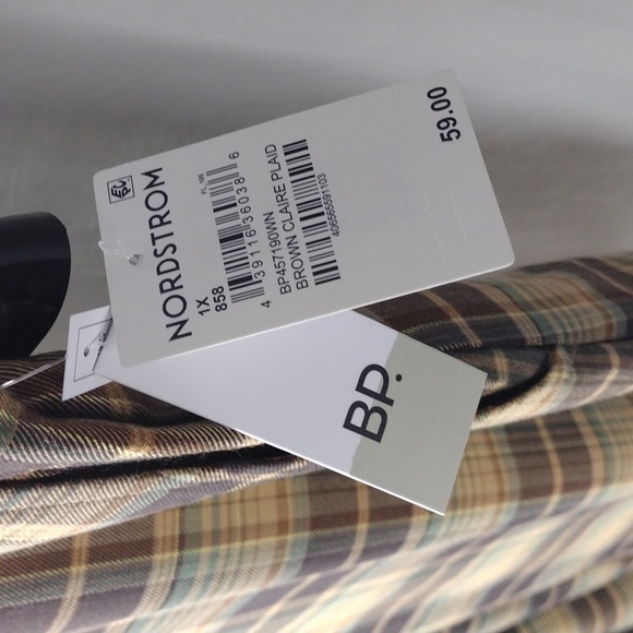 BP Everyday Plaid High Rise Pants In Brown Claire Plaid Size 1X = 18  (16W) NWT - Picture 7 of 12